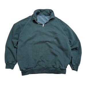 Brandy Melville Dark Green Oversized Half-Zip Pullover Sweatshirt